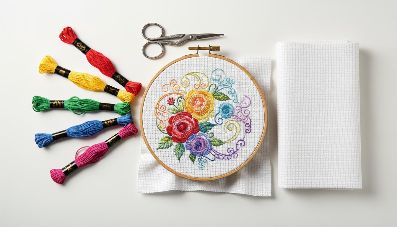 Embroidery hoops and colorful floss